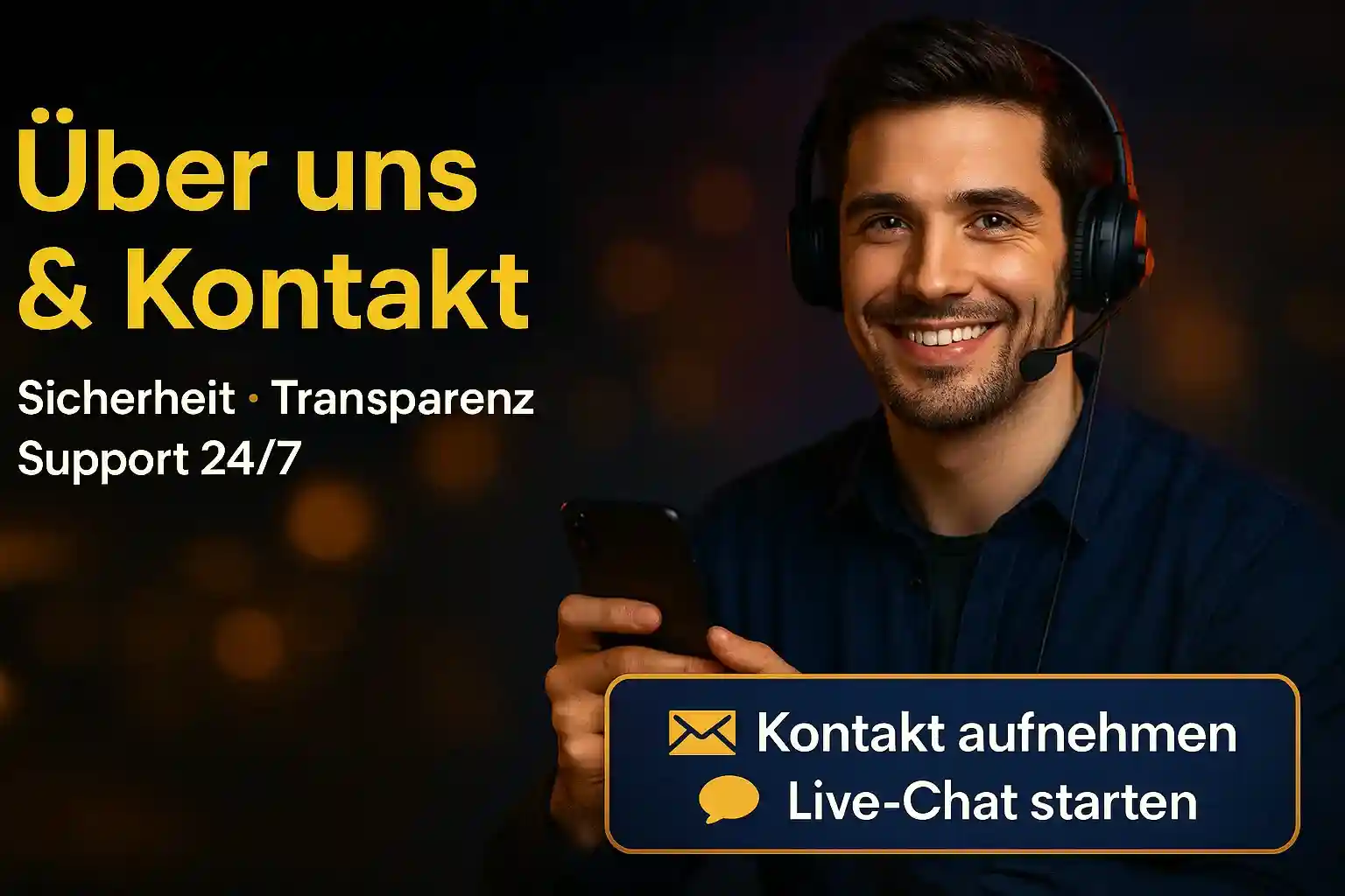 Cleobetra Kundenservice - Freundlicher Mann mit Headset bietet 24/7 Support, Sicherheit und Transparenz garantiert